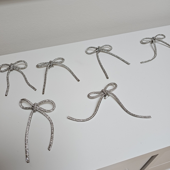 silver crystal rhinestone brooch bow pin - 5" x 6" NWOT - Picture 5 of 11